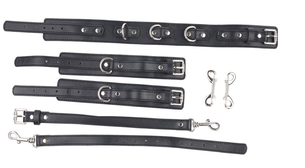 SM alternative sexy suit collar handcuffs bundle MT - Collar & Handcuffs Bundle - Black photo-2