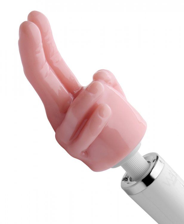 This two finger design allows you to zero in on your pleasur... Wand Essentials - Pleasure Pointer Two Finger Wand Attachment - Pink photo-2