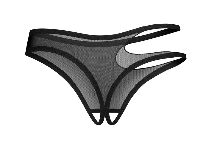 Obsessive - Saturis Crotchless Thong - Black - S/M photo