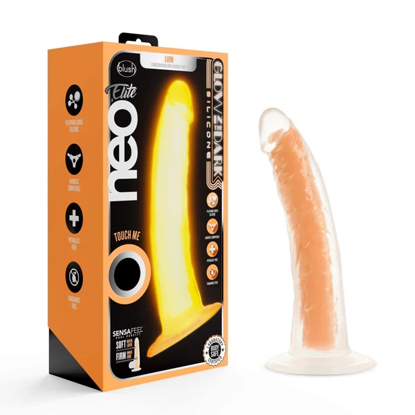 Lavo Silicone Dual Density Dildo will bring new light to yo... Neo Elite - Glow in the Dark Lavo Dildo 19cm - Neon Orange photo-9