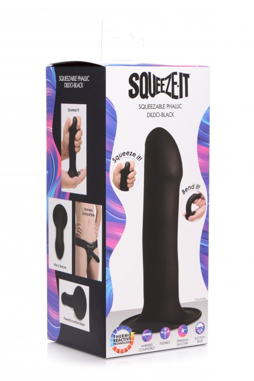 Squeeze it, bend it, shove it in! This state-of-the-art dong... Squeeze-It - Phallic Dildo - Black photo-8