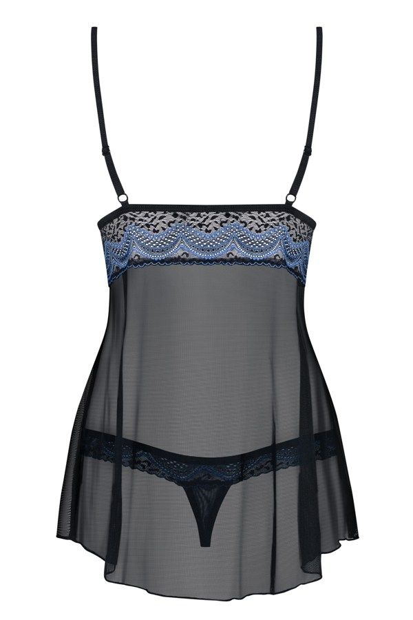 Wanna be a beautiful temptress tonight? Here’s something you... Obsessive - 844-BAB-1 Babydoll & Thong - Black - L/XL photo-8