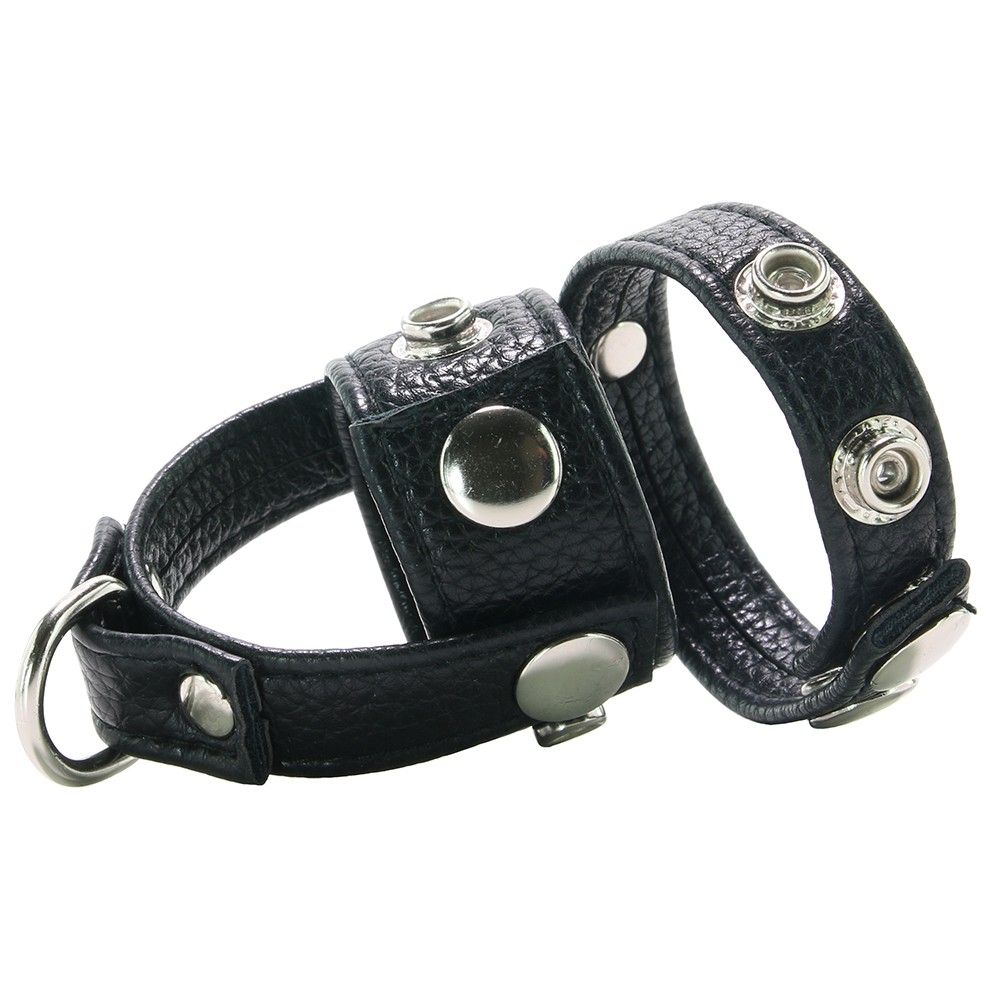 Combining sexy scrotum constriction with a classic erection ... Blueline - Cock Ring With 1'' Ball Stretcher And Optional Weight Ring photo