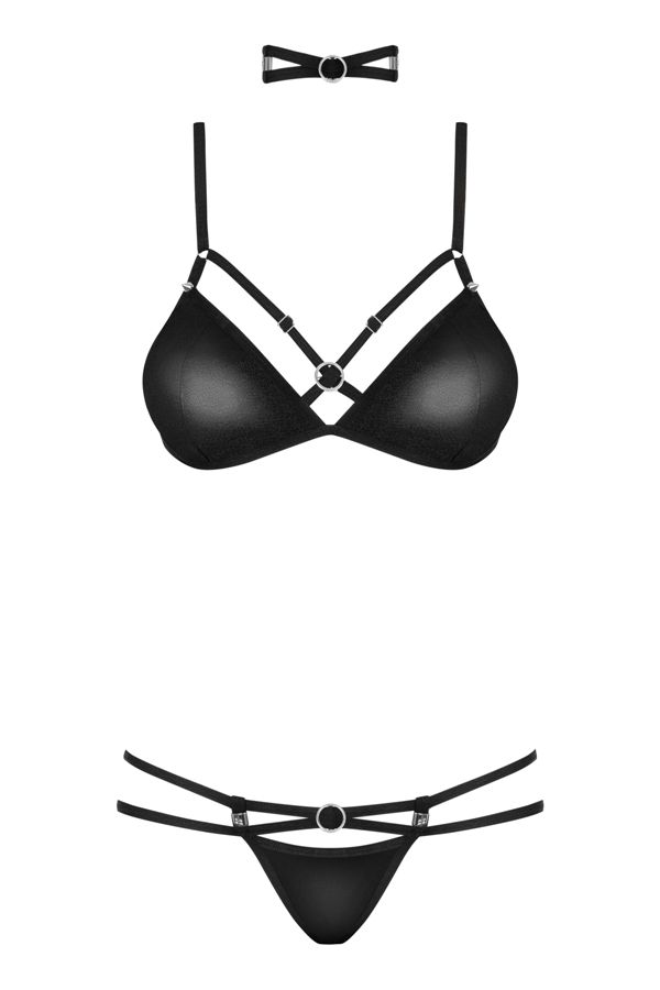 Wanna seduce your lover with something exceptionally stunnin... Obsessive - 823-SET-1 3 pcs Set - Black - S/M photo-7
