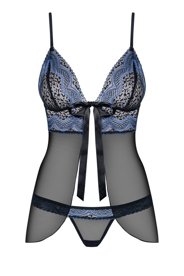 Wanna be a beautiful temptress tonight? Here’s something you... Obsessive - 844-BAB-1 Babydoll & Thong - Black - L/XL photo-7