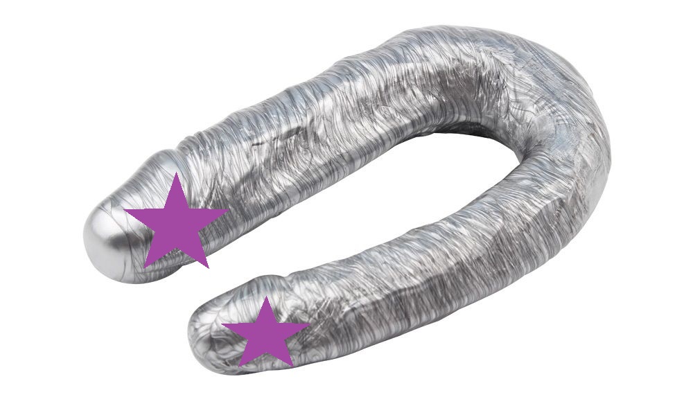 Realistic Feel, Phthalate and Latex Free, Double Dildo.
Mat... Chisa - Dixie Normous Double Dildo - Silver photo-2