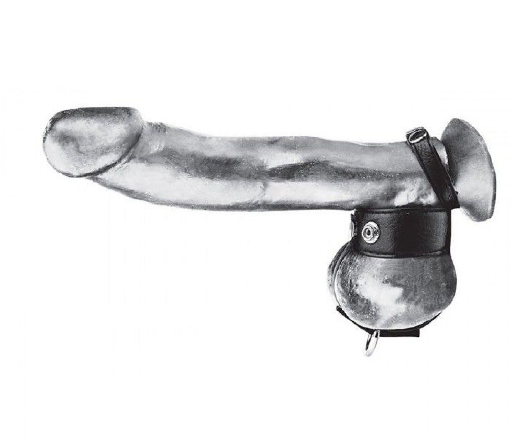 Combining sexy scrotum constriction with a classic erection ... Blueline - Cock Ring With 1'' Ball Stretcher And Optional Weight Ring photo-2