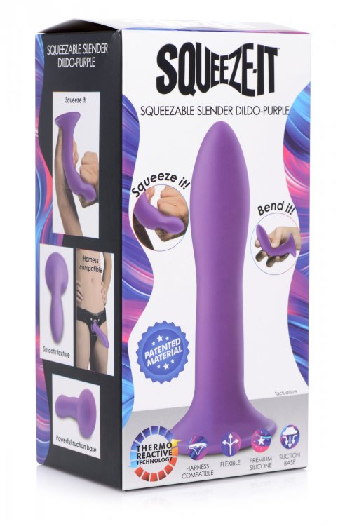 Slender, flexible, and perfectly firm – this Squeezable dild... Squeeze-It - Slender Dildo - Purple photo-8
