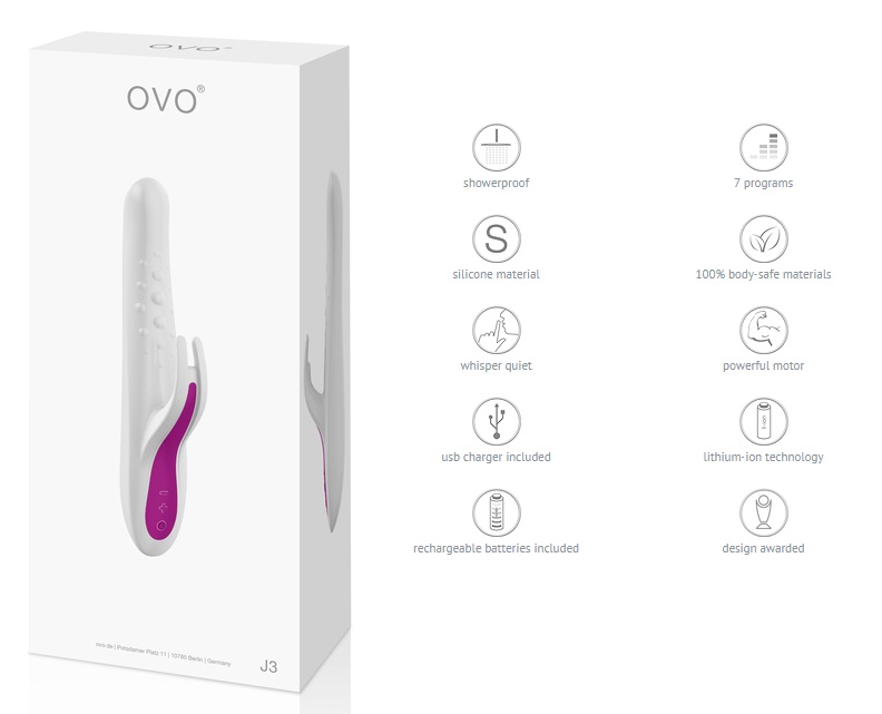 The OVO J3 is a quality rabbit vibrator with rotating beads.... Ovo - J3 Rotating Beaded Rabbit Vibrator - Blackberry photo-5