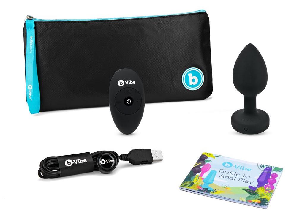 Sparkle and shine as you experience the inner delight of the... B-Vibe - Vibrating Jewel Plug M/L - Black photo-6