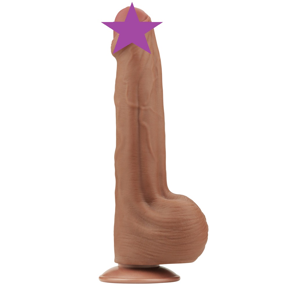 Made of realistic dual-layer sliding-skin material for Iifel... Lovetoy - 11.5" Sliding Skin Dildo - Brown photo-2