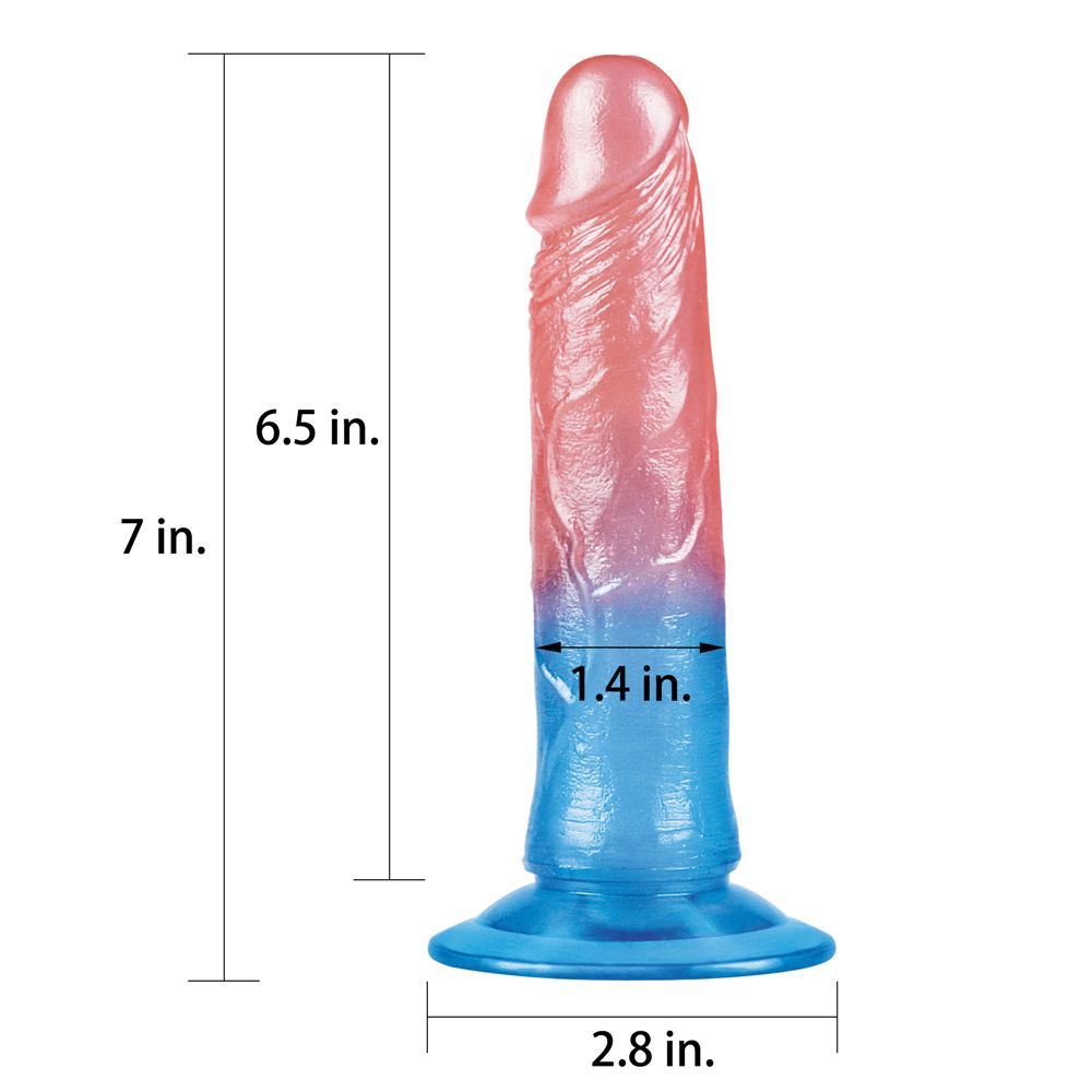 This dazzling realistic dildo has a veined shaft, smooth hea... Lovetoy - 7'' Dazzle Studs - Red/Blue photo-6