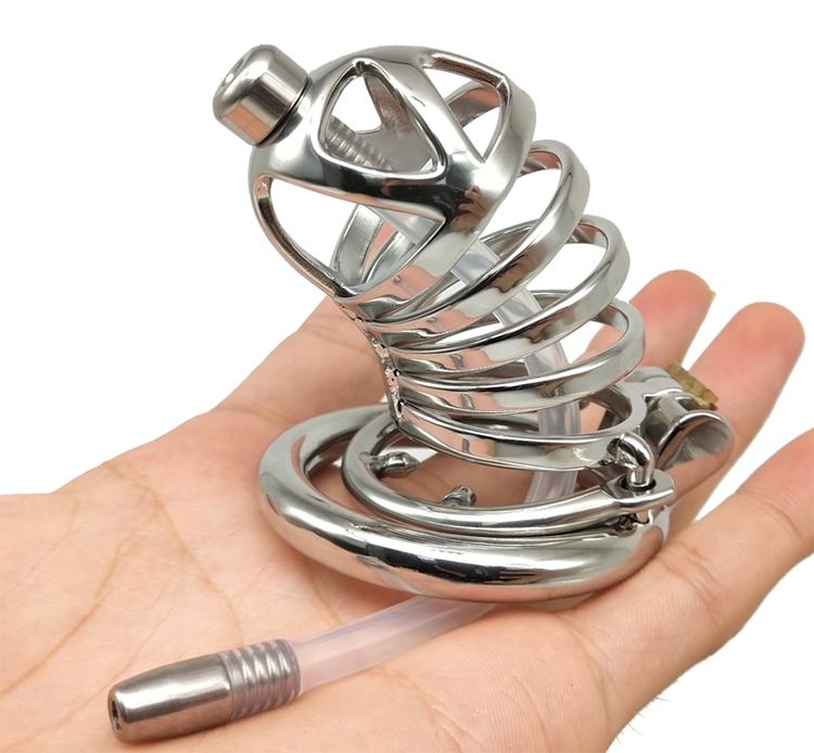 Total high: 70mm &n... FAAK - Chastity Cage 12 w Catheter 45mm - Silver photo-5