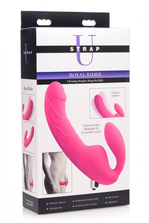 This strapless strap-on is ergonomically designed to provide... Strap U - Royal Rider Vibrating Strapless Strap-On Dildo - Purple photo-6