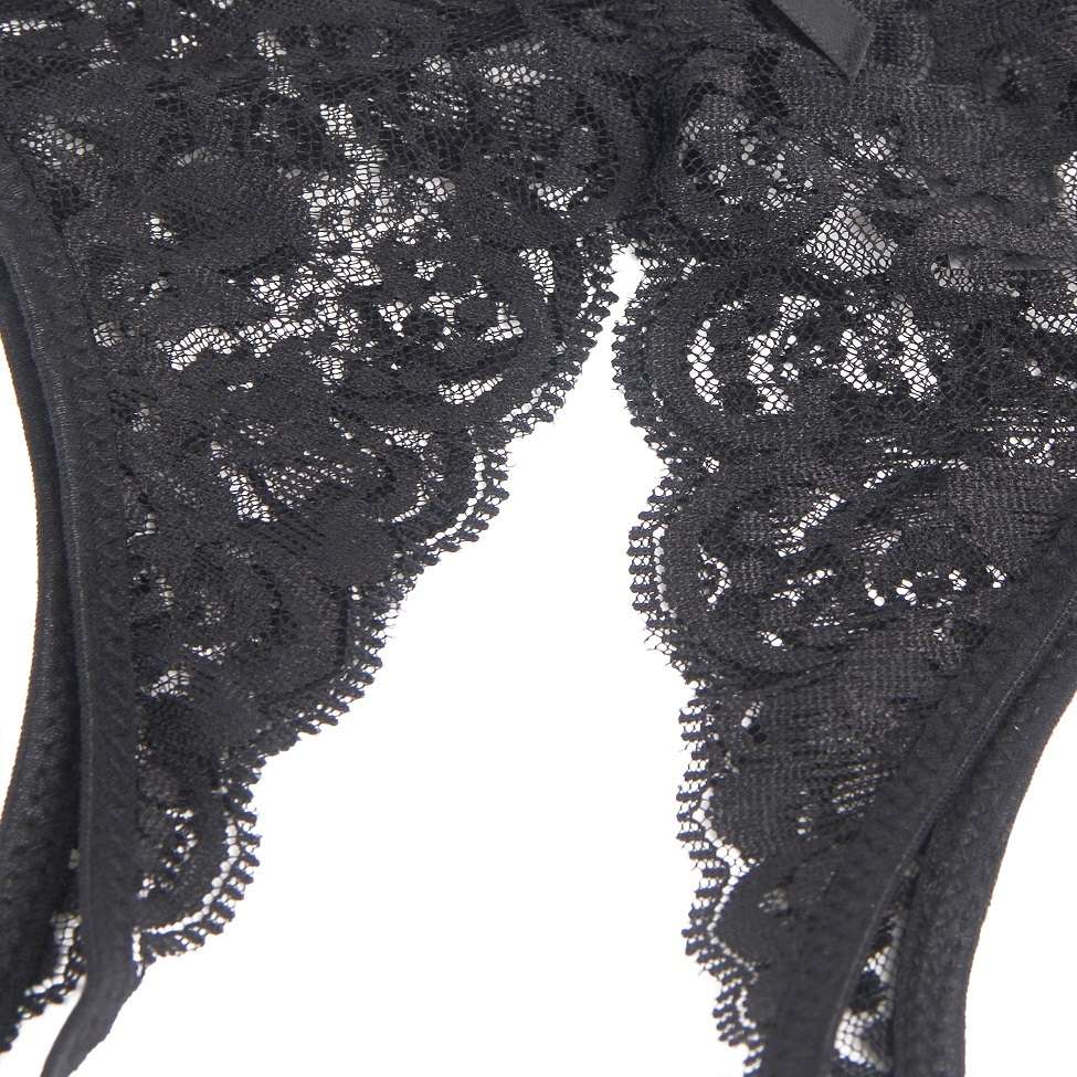 Sexy open crotch lace panty with cute bow
Material &nb... Ohyeah - Crotchless Lace Panty - Black - XL photo-13