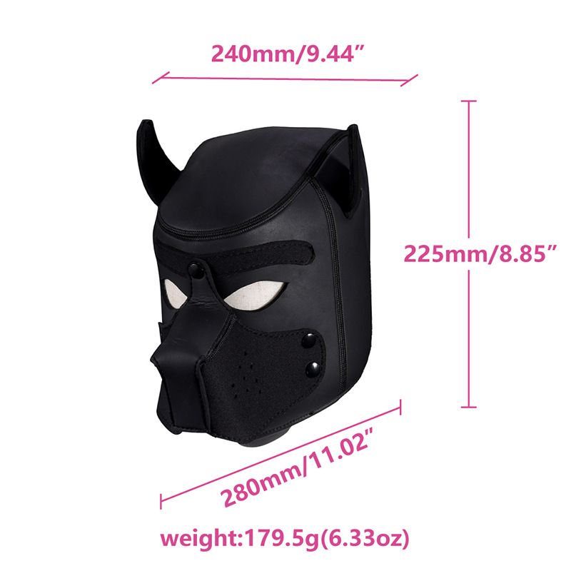 Neoprene Puppy Hood combined with BDSM Bondage Gear restrain... MT - Neoprene Puppy Hood - Black photo-7