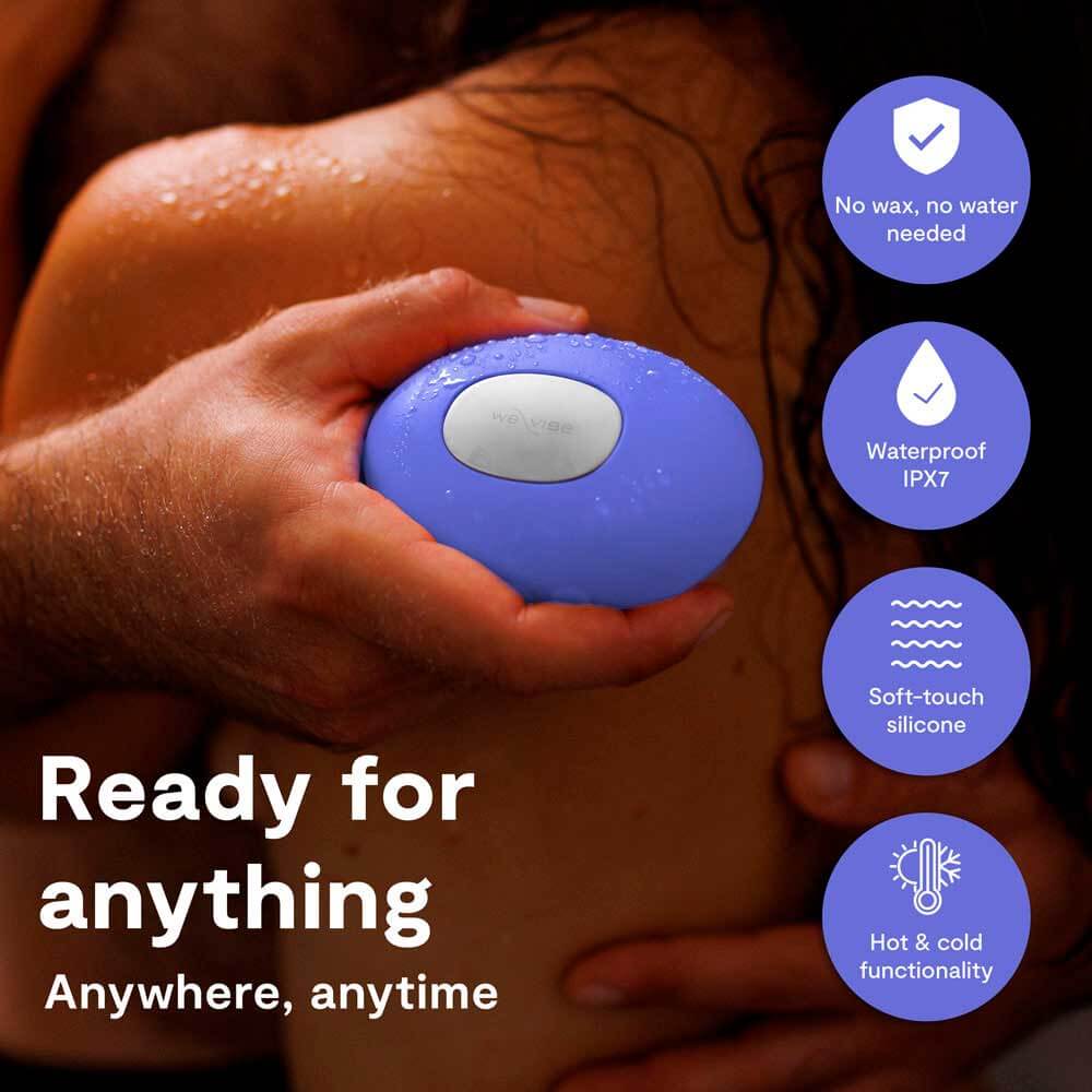Designed as a lay-on vibrator with precision temperature... We-Vibe - Temp Cooling & Heating Massager - Lavender Blue photo-6