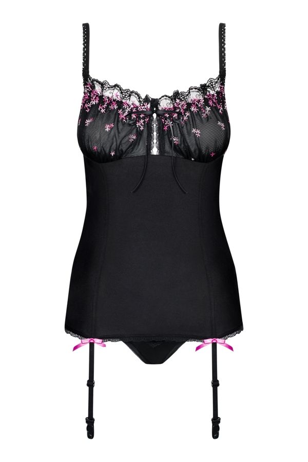 Super sexy lingerie for a very sensual night? Here you are! ... Obsessive - Floweria Corset & Thong - Black - S/M photo-7