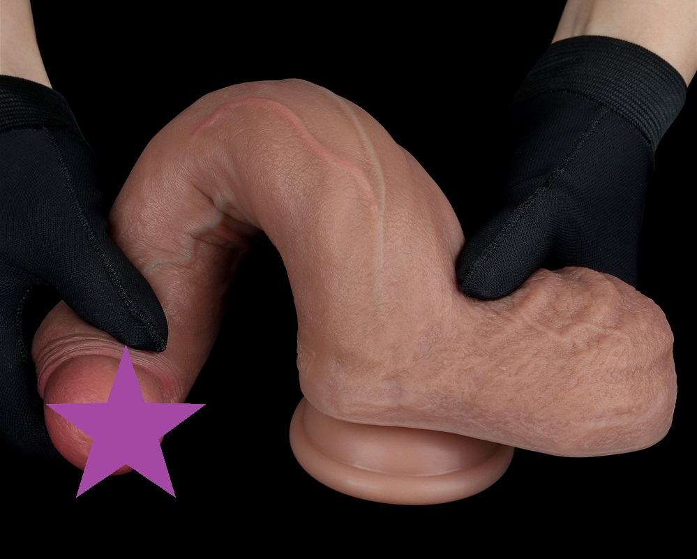 Experience unparalleled pleasure with our Dual-Layered Silic... Lovetoy - 8.5" Dual Layered Natural Dildo - Brown photo-2