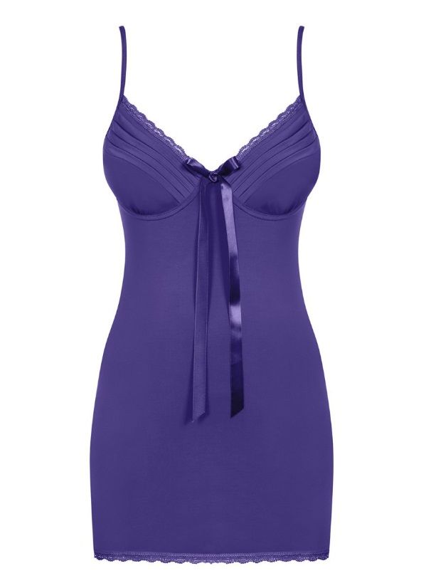 Riddle time! What’s colourful but the name would suggest it’... Obsessive - Blackardi Chemise & Thong - Cobalt - S/M photo-3