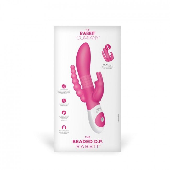 Simultaneously target the g-spot, clitoris and anus with 3 w... TRC - The Beaded DP Rabbit - Hot Pink photo-6
