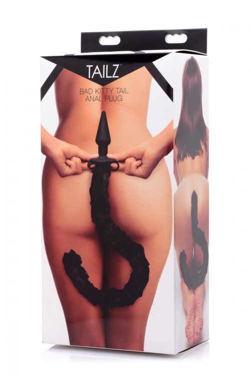 Get ready to be a bad kitty with this long, furry, flexible ... Tailz - Bad Kitty Silicone Tail Anal Plug - Black photo-4