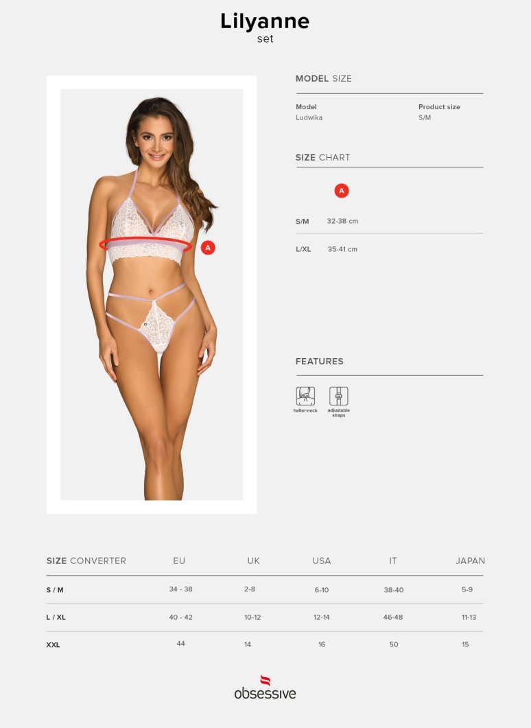 Good news – you've just found your perfect lingerie set!... Obsessive - Lilyanne 2-pcs Set - White - S/M photo-9