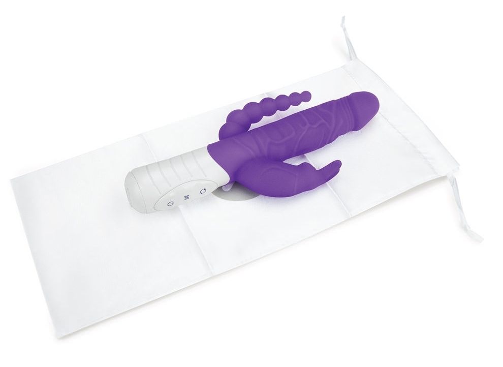 The Slim Realistic Double Penetration Rabbit Vibrator with R... Rabbit Essentials - 7 Function Rabbit w/Anal Beads - Purple photo-9