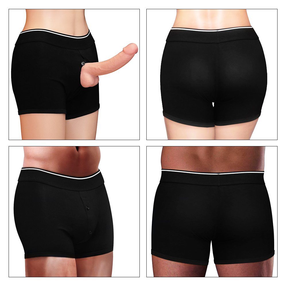 These Unisex Classic breathable cotton boxers are Comfortabl... Lovetoy - Strapon Shorts For Sex - Black - M photo-7