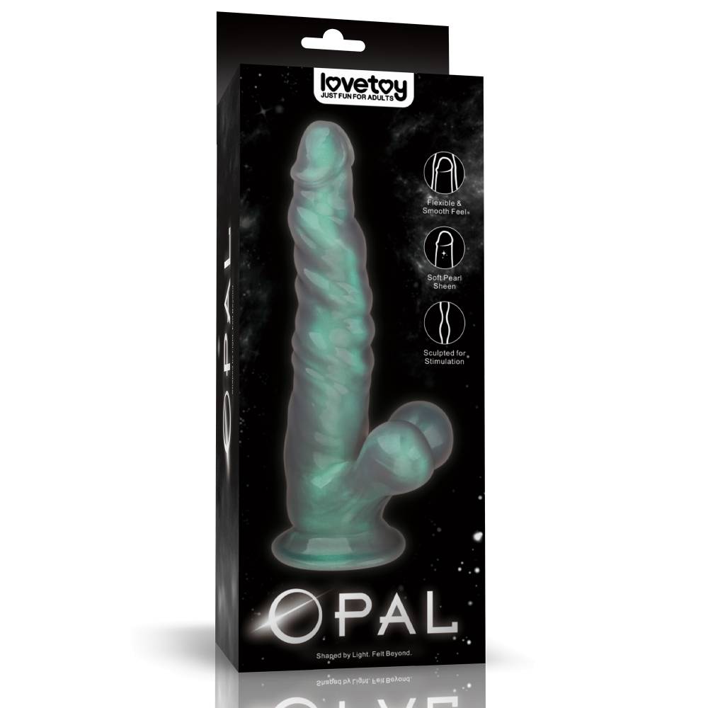 Lovetoy - 10'' Opal 珍珠色假阳具 - 绿色 照片-14