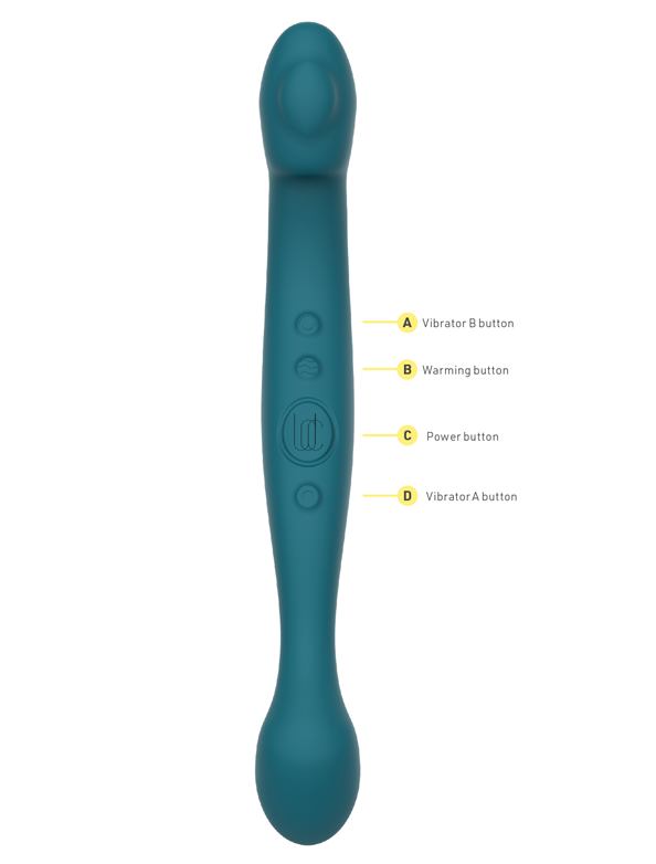 Sway warms to 104° F / 40° C, just above body temp for enhan... Lora DiCarlo - Sway Dual Warming Vibro Massager - Teal photo-11
