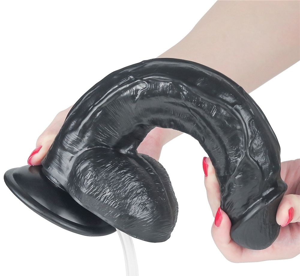 Enjoy lots of horny, squirting fun with this LoveToy squirt ... Lovetoy - 10" Squirt Extreme Dildo - Black photo-3