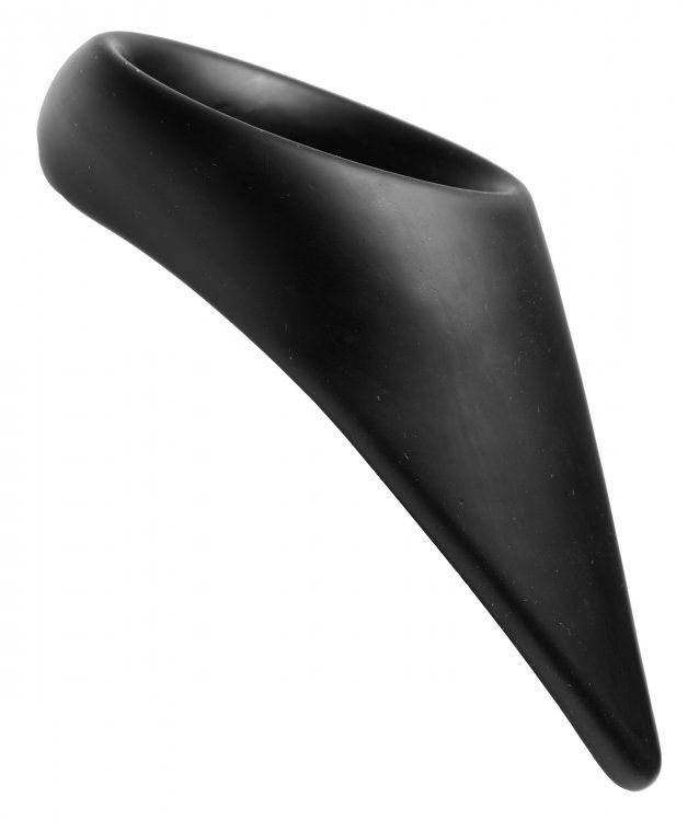 Reward them within the confines of control with this dual pu... Master Series - Taint Teaser Silicone Cock Ring and Taint Stimulator 2" - Black photo-3