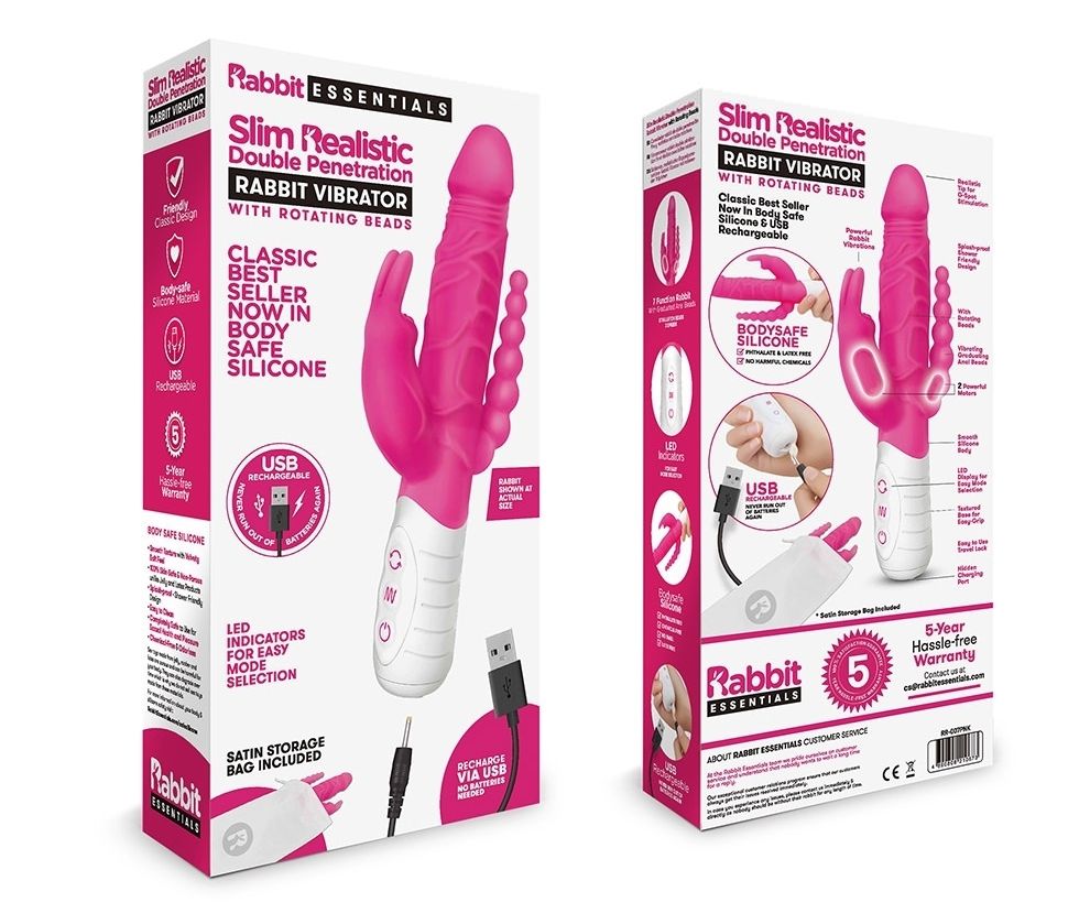 Rabbit Essentials - 7 Function Rabbit w/Anal Beads - Pink photo-11