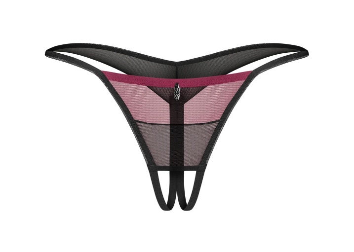 Obsessive - Parisel Crotchless Thong - Burgundy - L/XL photo