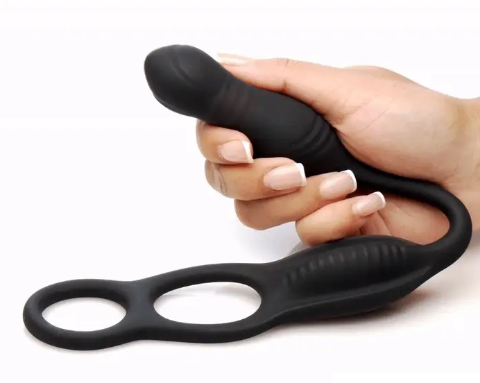 Experience a next-level sensation with this innovative C-rin... Jock - Hyper Thrusting Vibro Plug w C-Ring - Black photo-2
