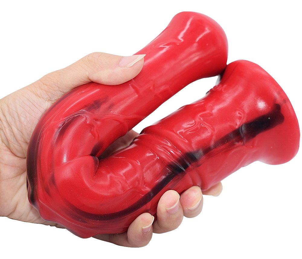 Silicone horse anal dildo, artificial realistic anal plug, s... FAAK - Horse Long Dildo - Red/Black photo-7