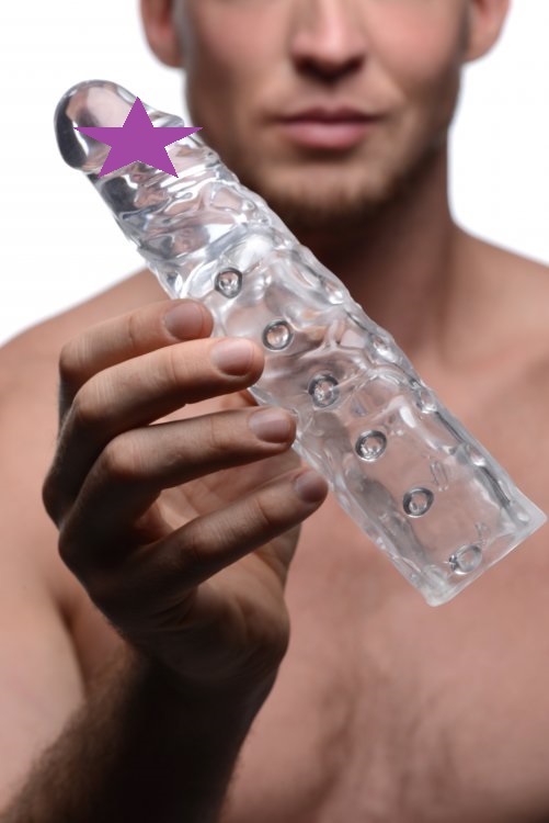 Gain three inches of solid length and about an inch of girth... Size Matters - 3" Penis Enhancer Sleeve - Clear photo-2