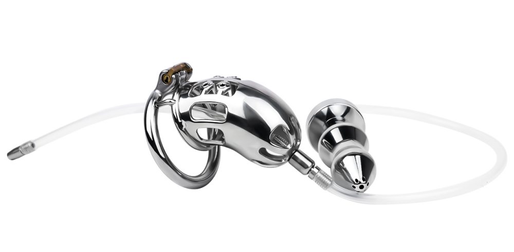 Material: 304 Stainless steel
Cage length: 90mm &... FAAK - Metal Chastity Cage w Catheter & Plug photo-5