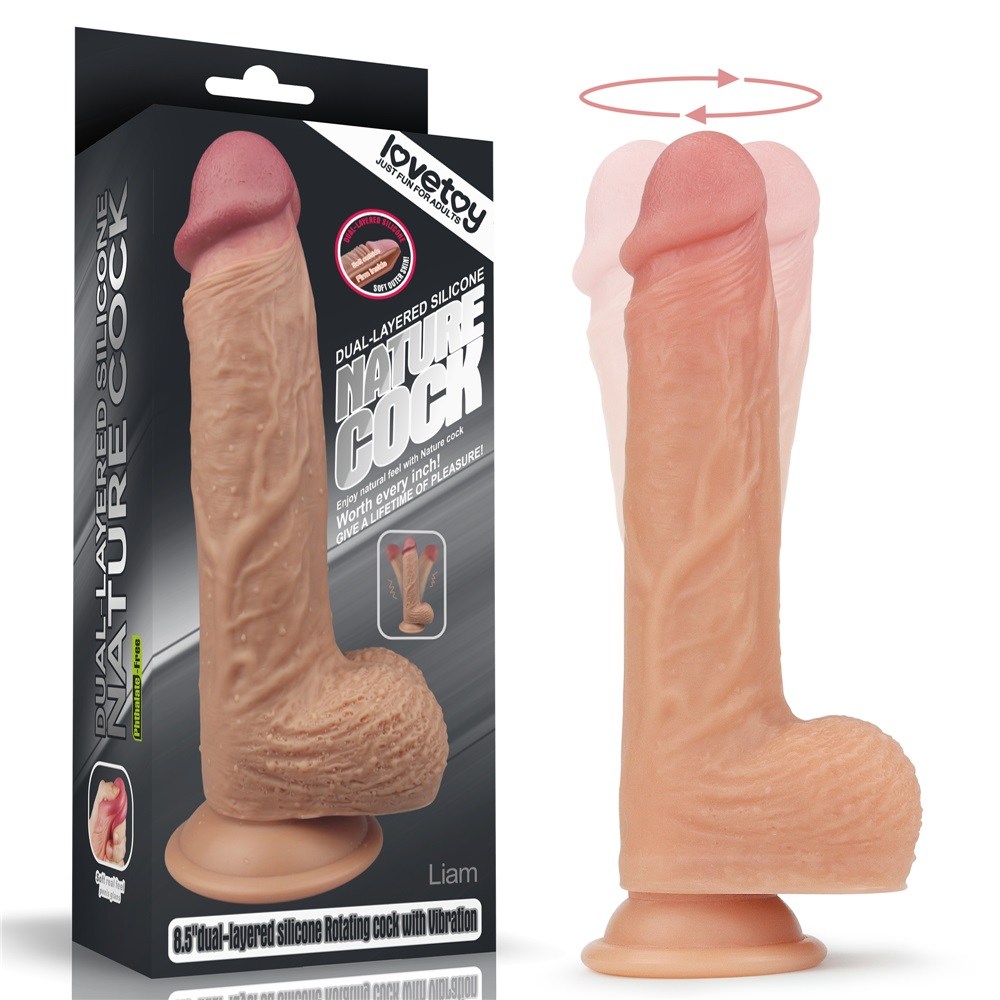 5 modes of vibrations and 5 speeds of rotation silicone dild... Lovetoy - 8.5" Dual Layered Rotating Cock Liam - Flesh photo-10