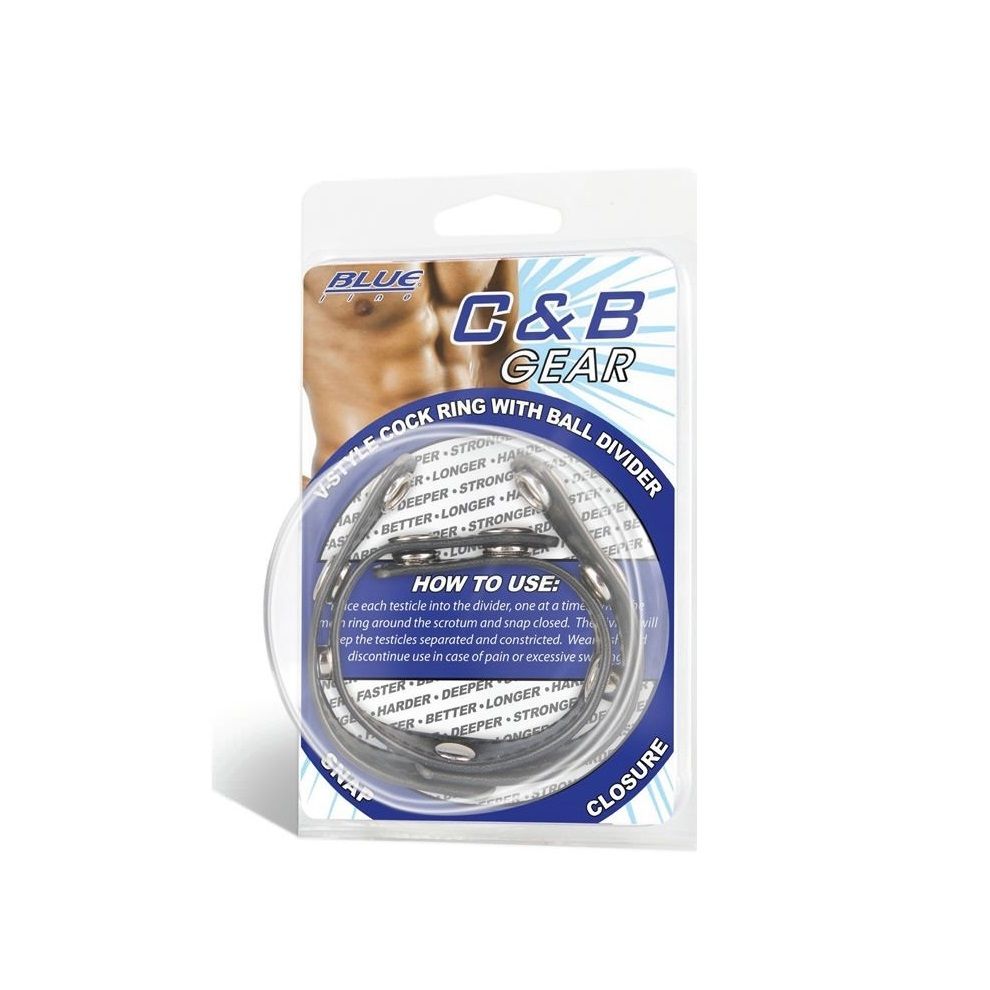 This ball divider/ cockring will separate testicles while co... Blueline - V- style Cock Ring With Ball Divider photo-3