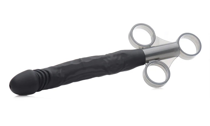 This mini dick will slide smoothly into your hole and fill y... Master Series - Penis Lube Shooter - Black photo-3