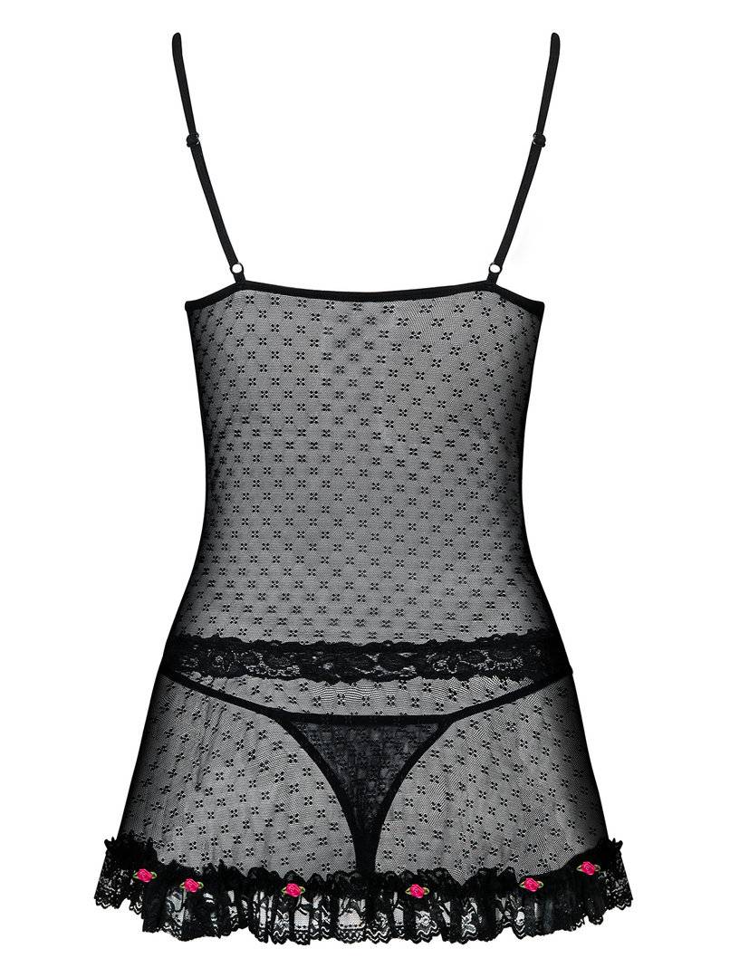 A good portion of rosy beauty? Yes, this is what Piccorosa b... Obsessive - Piccorosa Babydoll & Thong - Black - S/M photo-6