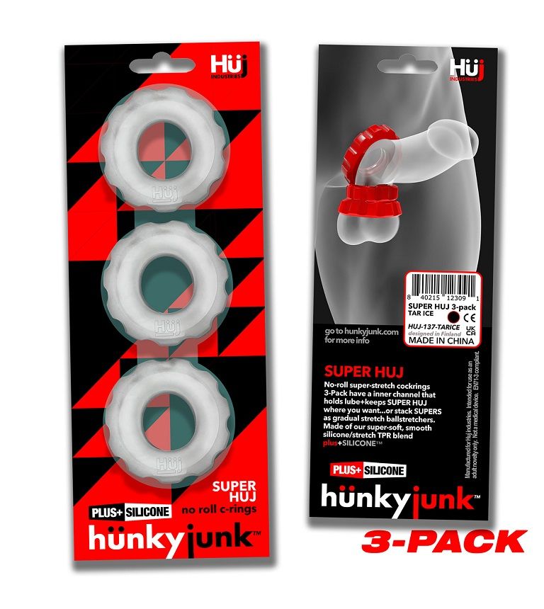 Hunkyjunk SuperHuj pack of 3 cockrings in white ice. These H... Hunkyjunk - Super Huj C-Rings - White photo-4