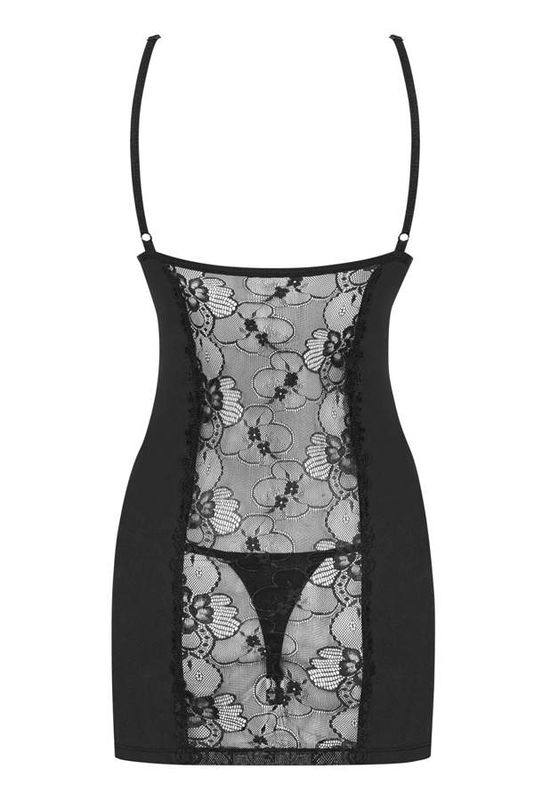 Are you ready for a big dose of pleasure? Wanna feel absolut... Obsessive - Heartina Chemise & Thong - Black - S/M photo-8