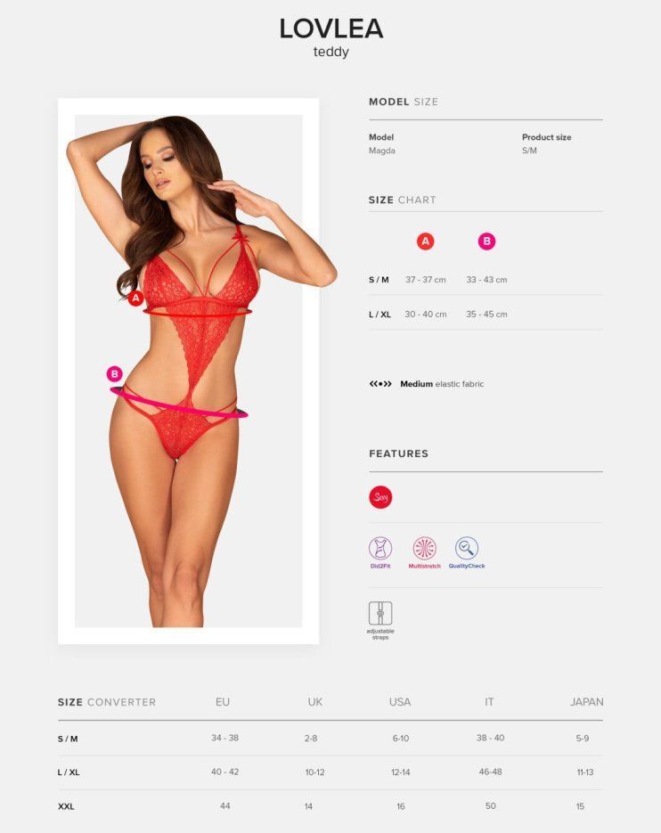 Obsessive - Lovlea 连身内衣 - 红色 - S/M 照片-9