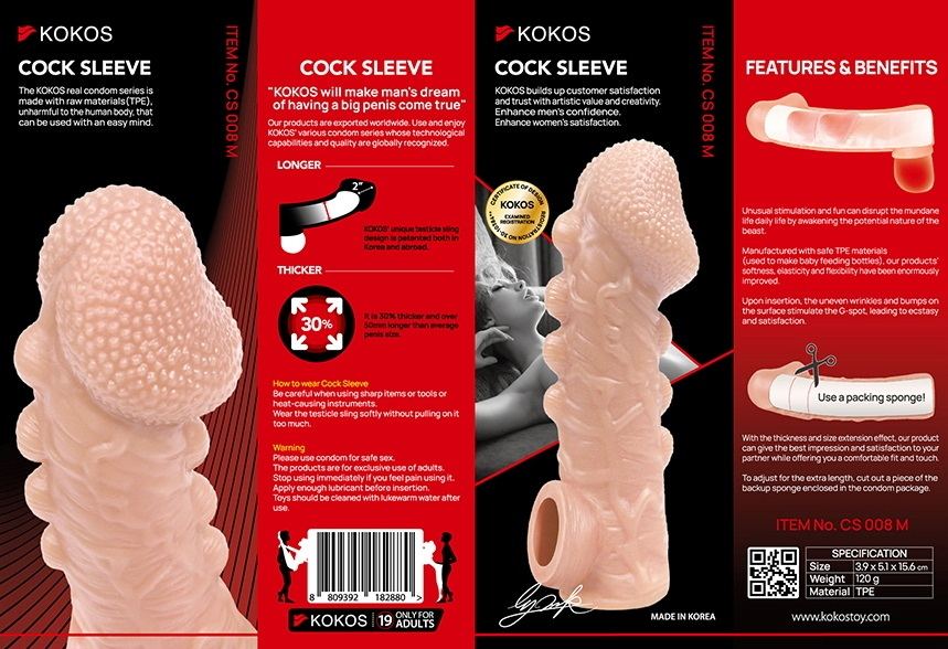 KOKOS' unique testicle sling design is patented both in ... Kokos - Wavy Cock Sleeve M - Flesh photo-7