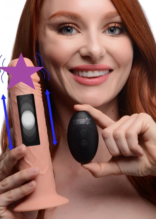 Thump It - 7X Remote Control Thumping Vibro Dildo - Skin photo-2