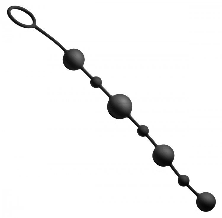 Let your pleasure linger with this extra long set of silky a... GreyGasms - Linger Silicone Anal Beads - Black photo-2