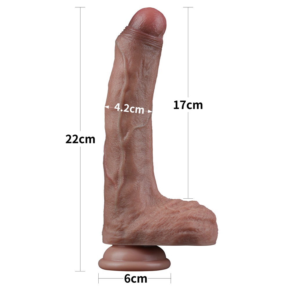 Experience unparalleled pleasure with our Dual-Layered Silic... Lovetoy - 8.5" Dual Layered Natural Dildo - Brown photo-13